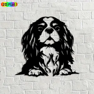 1pc Cavalier King Charles Spaniel Metal Wall Art, Adorable Dog Statue Mural, Ideal Gift for Christmas, New Year, Dog Lovers & Pet Enthusiasts,  Perfect for Indoor Living Room Walls & Outdoor Garden Fence, Charming Home Accent