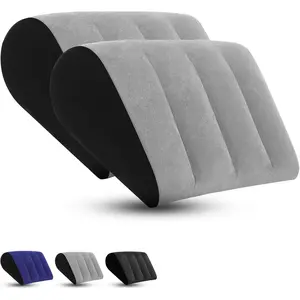 Inflatable Wedge Pillow Cushion - 2 Pack Body Positioners Foldable Wedge Pillow for Sleeping,Back,Travel,Bed,Leg Elevation with Fast Deflation(Grey)