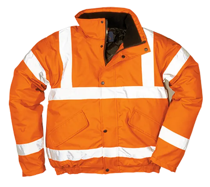 Portwest URT32 5XL Hi-Visibility Class 3 Fleece Long Sleeve Water Resistant Quilted Work Wear Bomber Jacket, Orange - Regular