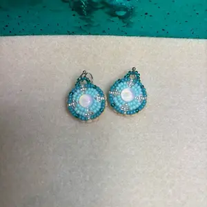 Starry Blue Beaded Earrings - Native American Beadwork