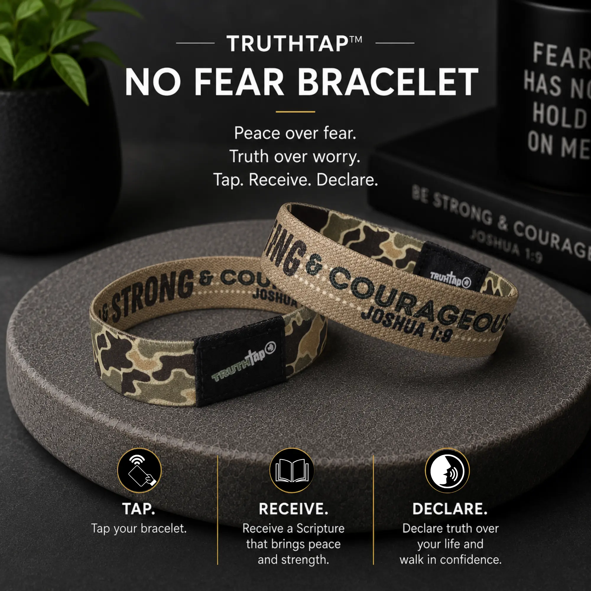 TruthTap™ No Fear Anxiety Relief Bangle with NFC Functionality, God Is With You Fashion Costume Jewelry Accessory