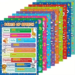 Educational Speech Learning Poster, 10pcs/set Grammar Poster, Nursery Homeschool Playroom Teaching Poster for Preschool Toddler, Visual Learning Tools, Classroom Supplies Charts