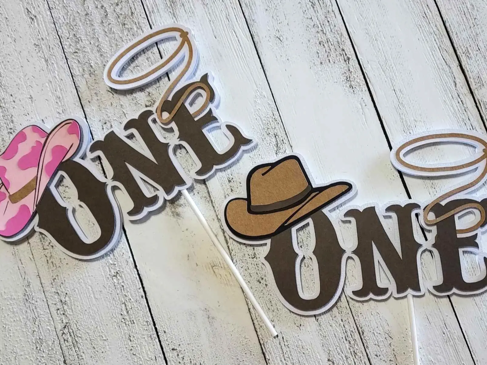 Cowboy or Cowgirl Cake Topper, First Birthday, Rodeo, Western party, ONE Cake Topper, Camping Party, Outdoor Birthday Theme