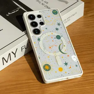Celestial Moon Phone Case for SAMSUNG S22/S23/S24/S25/ULTRA/PLUS/FE/Edge  Matte Magnetic Phone Case Instant fit Comfortable grip Protector Smartphone RO0926A058 Acrylic Wireless