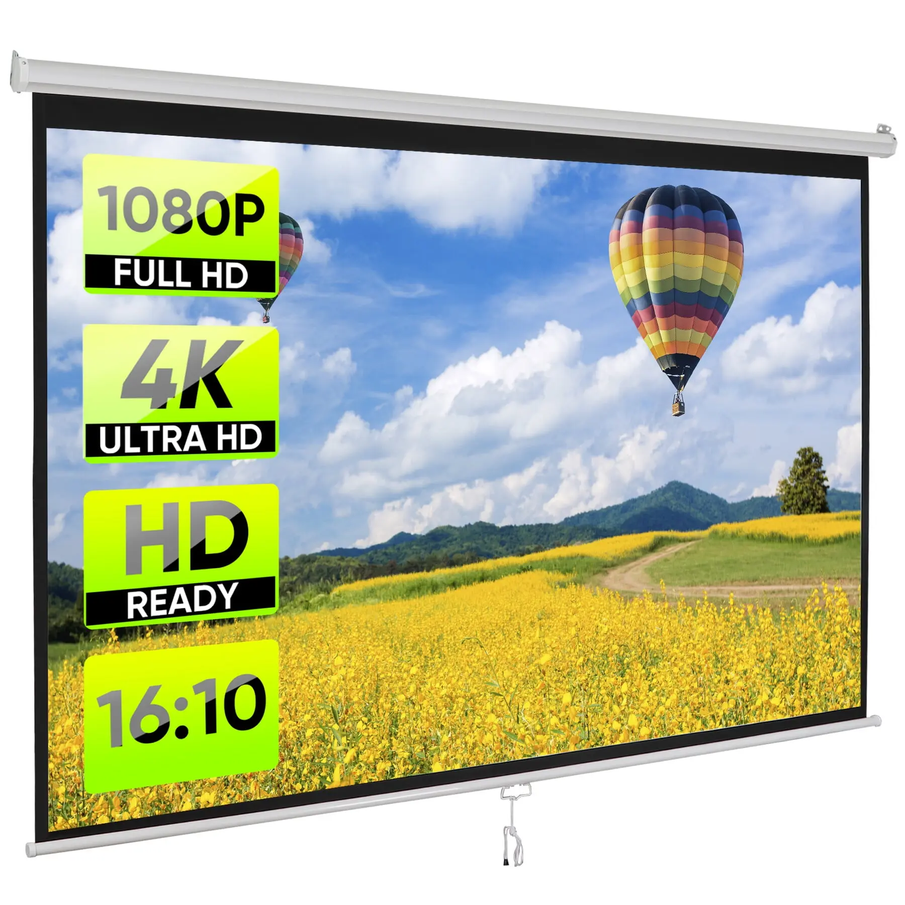 SuperDeal Matte Front Home Cinema Projector Screen - 80/100/120 in 16:10 HD, Auto-Lock & Manual Control, White, for Home Theater, Outdoor Portable Projector Use,summerwins,father'sdaygifts