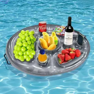 Inflatable Round Floating Ice Bar Tray, Portable Pool Float, Summer Outdoor Water Accessory for Swimming Pool Party, Water Fun and Beach Vacation