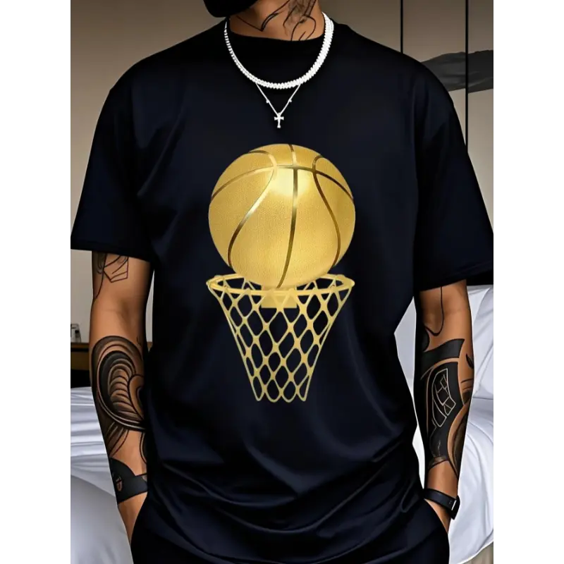 Men's USA-Made Graphic T-Shirt, 200g Combed Cotton Boxy Cut Shortsleeve with Round Neck, Soft Breathable Fabric for Casual Streetwear