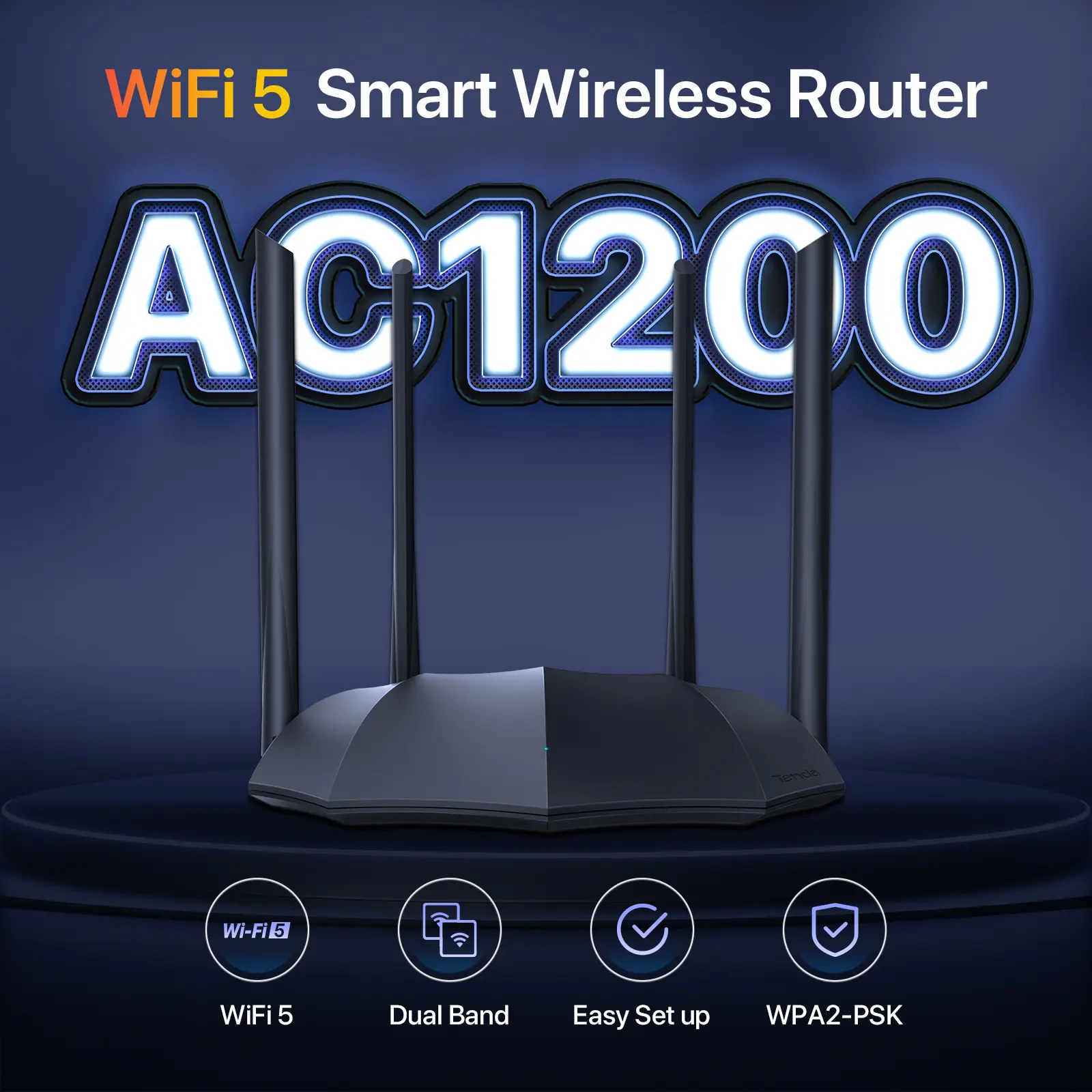 Tenda AC8 AC1200 Gigabit WiFi Gaming Router - Dual Band High Speed ...