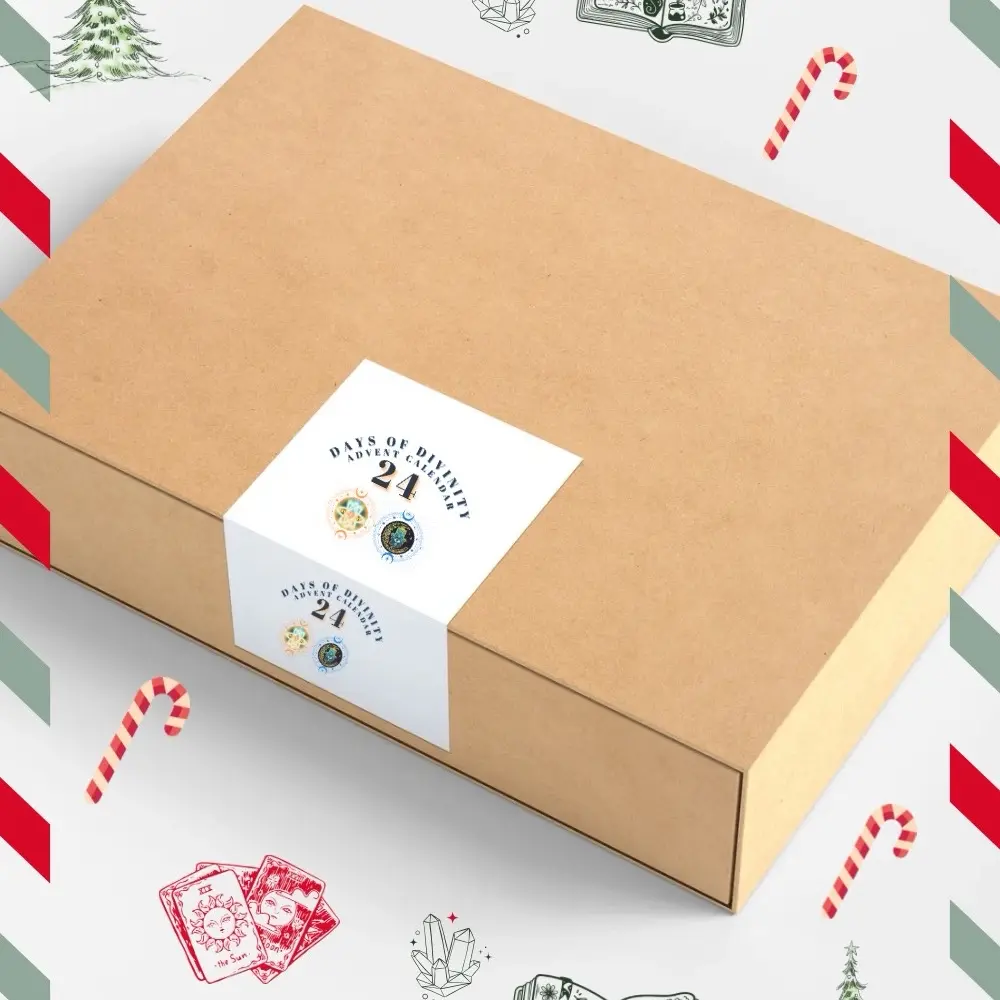 24 Days of Divinity: Advent Calendar Gift Set - A Spiritual Journey Through this Holiday Season Includes: Intention Candles, Crystals, Tarot, Sage, and so much more for Christmas /Yule /Winter Solstice