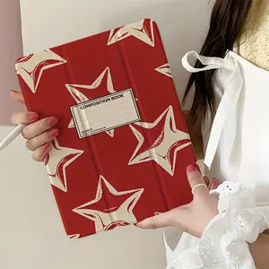Fashion Red Star Design Pattern Foldable Shockproof Tablet Case with Pen Slot,Suitable for iPad Mini, Air, Pro 4,5,6,7(2017,2018,2019,2020,2021,2022,2023,2024,2025 models),and Samsung S6,7,8,9,10FE + A7 LTE tablet cases