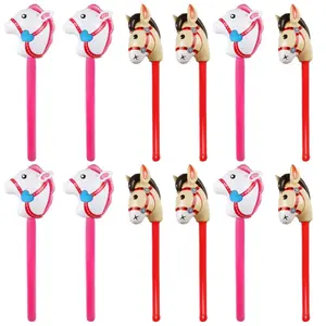 12Pcs Inflatable Stick Horse Inflatable Horsehead Stick Balloon for Theme Birthday Party Decoration Supply (Pink and Red) 37.4 Inch - Home Improvement.