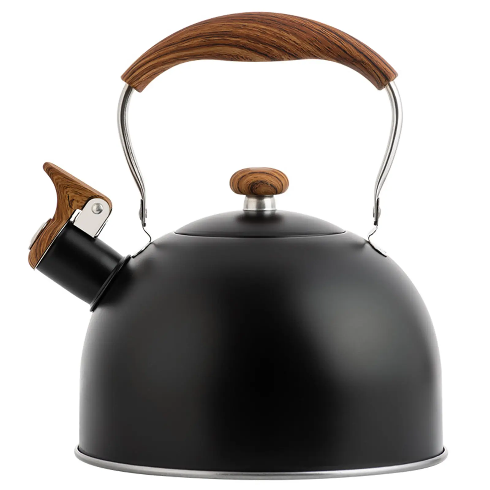Tea Kettle, 85 OZ / 2.5 Liter Whistling Tea Kettle Pots for Stove Top Food Grade Stainless Steel with Wood Pattern Folding Handle, Loud Whistle for Tea, Coffee, Milk