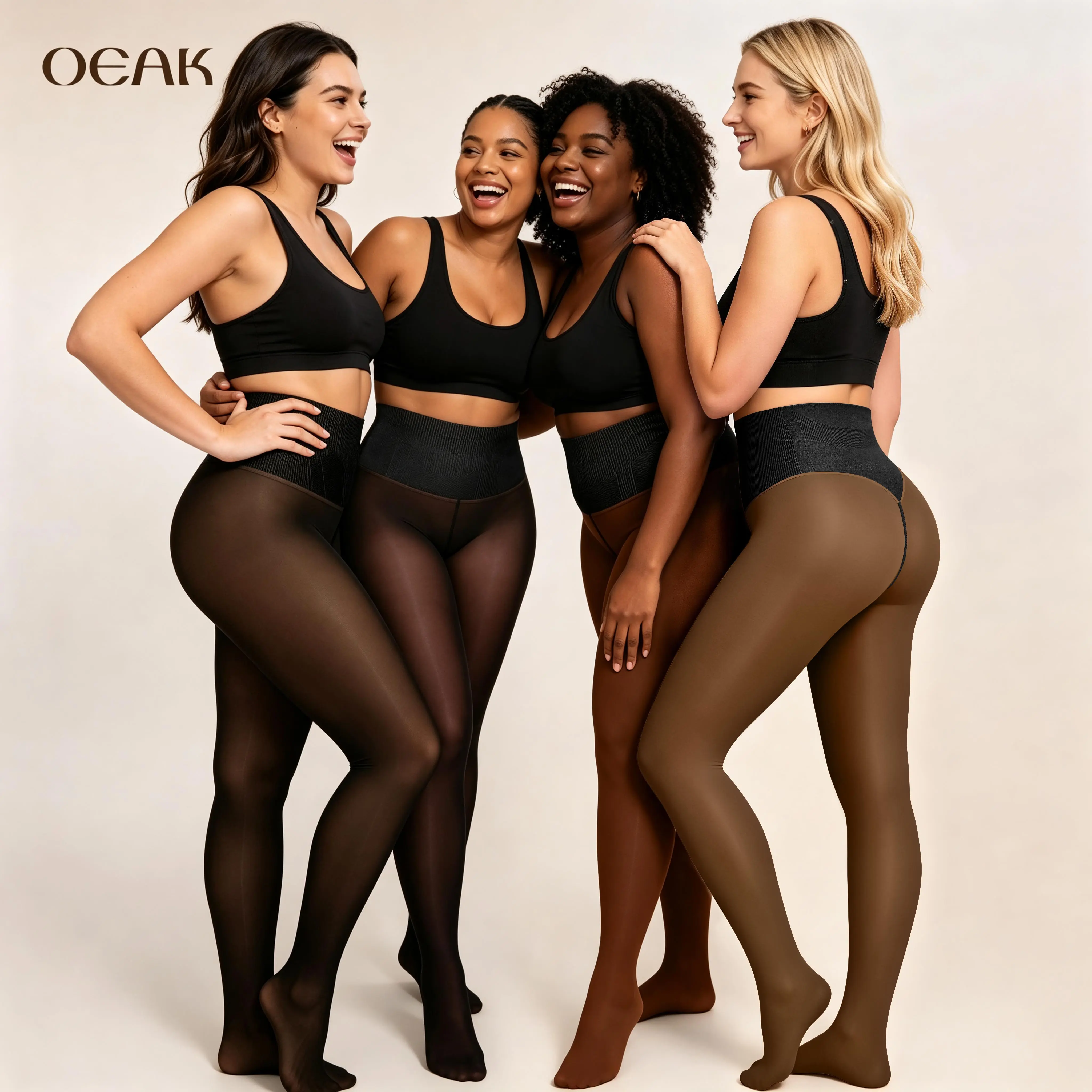 OEAK Women's Fleece Lined Tights – High Waist, Butt-Lift, Body Slimming Compression Tights with Tummy-Control Waistband, One-Seam, Closed Foot Thermal Pantyhose OEAK Women's Fleece Lined Tights – High Waist, Butt-Lift, Body Slimming Compression Tights with Tummy-Control Waistband, One-Seam, Closed Foot Thermal Pantyhose