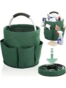 Foldable Multi-Functional Picnic Basket Carry Basket - Waterproof Garden Tool Organizer, Portable Travel Toiletry & Outdoor Storage Tote