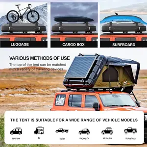 Naturnest ABS Hardshell Roof Top Tent Camping Tent Sirius 1 Plus W/Luggage Bars Weatherproof 310G Polyester Fabric Waterproof 5000mm IPX6 Windproof Durable