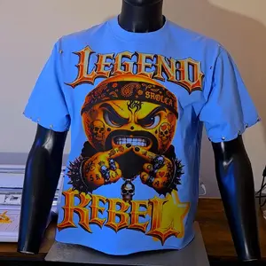 Blue T-Shirt with Legend Rebel Design Compact User-Friendly Versatile for Personal and Professional Use Shortsleeve Summer Fits Streetwear Top Tshirt Crewneck Unisex Casual Menswear Man
