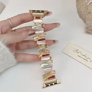 Women's Fashion Creative Colorful Asymmetric Geometric Elastic Bracelet Strap Compatible with Apple Watch Series 1-11Ultra Se, Smart Watch Straps, Smart Watch Accessories, Perfect Gift, Smartwatch Accessories