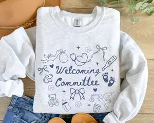 Labor and Delivery Nurse Sweatshirt / Short Sleeve T-SHIRT, Welcoming Committee , Mother Baby Nurse ,Ob Nurse ,  Labor Nurse,  Oversized Tops