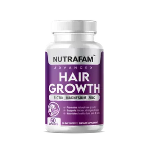 Nutrafam Advanced Hair Growth Vitamins | 250 mg, Vitamin B-6, Biotin, Magnesium, Zinc | Designed to Support Natural Hair Growth | 30-Day Supply