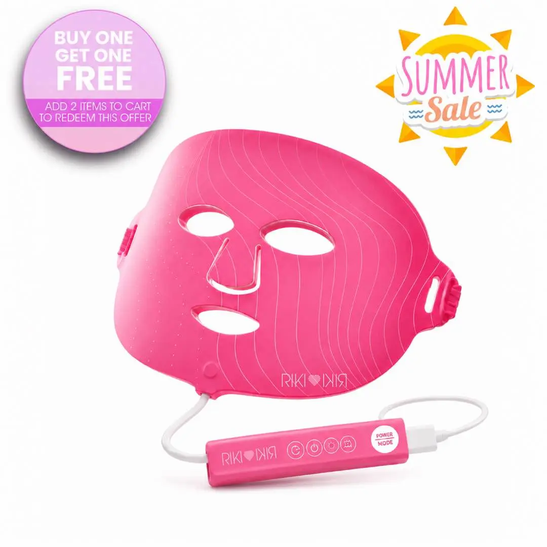 RIKI Baby Face LED Face Mask – 630nm Red Light, 830nm Infrared & 465nm Blue Light Therapy for Fine Lines, Wrinkles, Acne, Uneven Skin Tone & Skin Rejuvenation, 4 LED Modes, Comfortable Ergonomic Fit, Wireless, USB Rechargeable