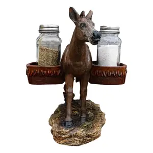 Western Country Mule Donkey Ass Carrying Saddlebags Salt Pepper Shakers Holder