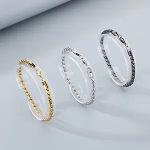 Fashion twist S-shaped jewelry INS style simple high-end sense 18k twisted rope stainless steel men's bracelet