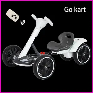 Foldable Remote Control Go Kart – Adjustable Seat, Steering Wheel & Flashing LED Lights – Compact, Controllable Ride-On with Music for Outdoor Leisure