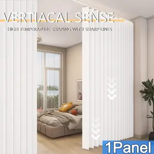 1pc Style Striped Folding Door Curtain, No Drilling Installation, Bedroom Living Room Divider, Easy Clean, Space Saving