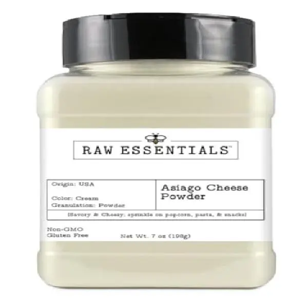 Raw Essentials White Asiago Cheese Powder - Irresistible Creaminess and Umami Depth for Pasta, Pizza, Snacks, and More - Savory & Cheesy - 7 Ounce Bottle