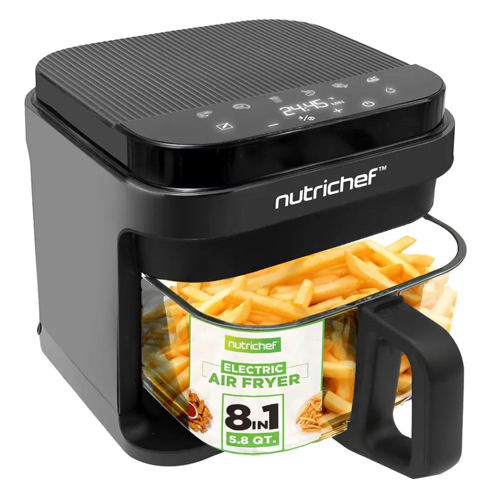 5.5L Air Fryer | 1200W Electric Fryer with Removable Basket, 8 Presets, 360° Rapid Air Circulation, LED Touch Screen & Dishwasher Safe Tray - Countertop Kitchen Appliance