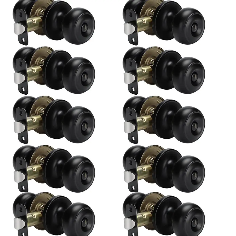 Black Door Handles Internal Privacy, Black Internal Door Handles Suitable for Bedroom or Bathroom Classic Round Door Handles Hardwarev