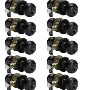 Black Door Handles Internal Privacy, Black Internal Door Handles Suitable for Bedroom or Bathroom Classic Round Door Handles Hardwarev