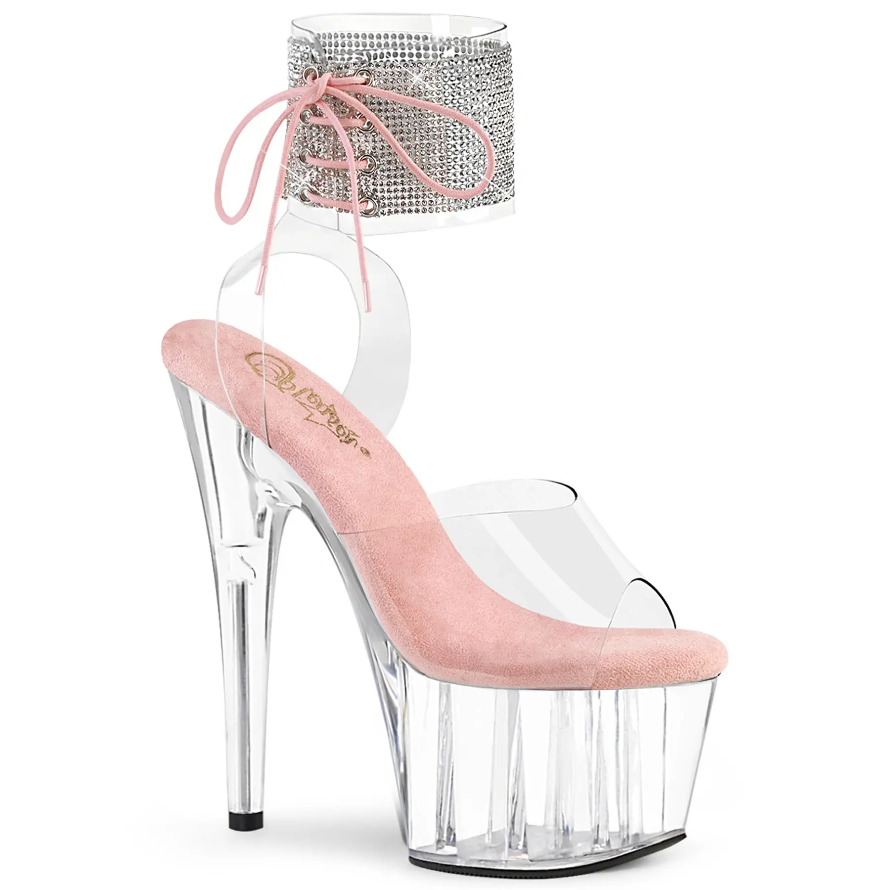 7 Inch Heel ADORE-791-2RS Clear Baby Pink Clear High Heels Fashion Stylish Footwear