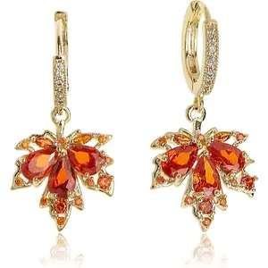 Sonateomber Gold Silver Small Hoop Dangle Earrings for Women, Trendy Dainty Rhinestone CZ Dangling Prom Wedding Leaf Flower Snowflake Butterfly Starfish Fashion Jewelry Gift
