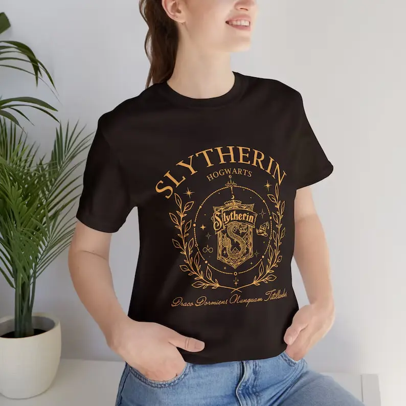 Slytherin House of Hogwarts School | Short Sleeve T-Shirt | Varsity Themed | Harry Potter