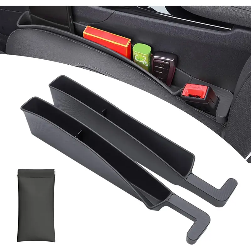 electric dipstick Car Seat Gap Filler Organizer 2 Pack with Storage Pouch, Seat Gap Filler Organizer for Automotive, Car Organizer Suitable for SUV and Sedan, Storage for Coins & Glasses & Keys. ( Black)