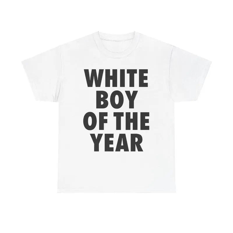 Men's 'Boy of the Year' Graphic T-Shirt, Casual Oversized Short Sleeve Cotton Top with Funny Meme Print and Round Neck