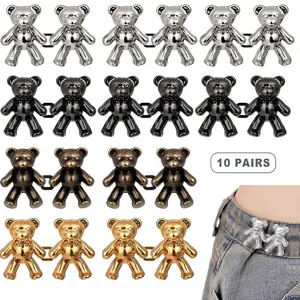【Clearance】 Cute Bear Design Waist Button, 10 Pairs Colorful Bear Design Jeans Waist Button, Detachable No-punch No-seam Waist Button, Sewing Accessories for Jeans
