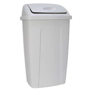 13-Gallon Swing Top Kitchen Trash Can - Large Plastic Waste Bin