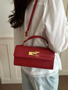 2026 New Bordeaux Cross Pattern Bag, Lock Buckle Handbag, Lightweight Luxury Commuter Shoulder Crossbody Bag, Pu Leather Crossbody