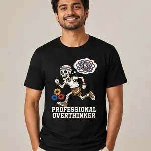 Professional Overthinker Graphic T-Shirt, Casual Cotton Short-Sleeve Tee for Men and Women menswear day