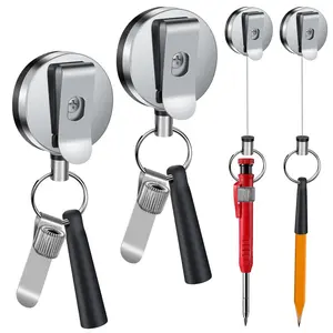 Retractable Marker Pen Holder, Pencil Holder, 2/4/6PCS Flexible Silicone Pen Holder & Metal Pen Clip, Portable Pen Holder for Carpenters, Nurses, Construction Workers