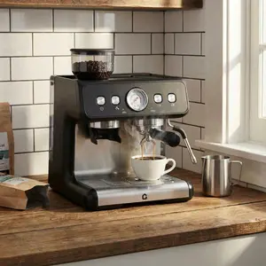 Garvee IDEAHOUSE 20 Bar Espresso Machine with Grinder and Milk Frother, 2.8L Removable Water Tank, PID Control, 30 Grind Settings, All-in-One Coffee Maker for Home and Office Use, Black