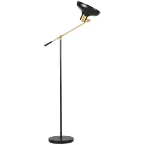 Adjustable Balance Arm Floor Lamp - Tall Black and Gold Standing Lamp for Living Room, Bedroom | Home Decor Home Supplies
