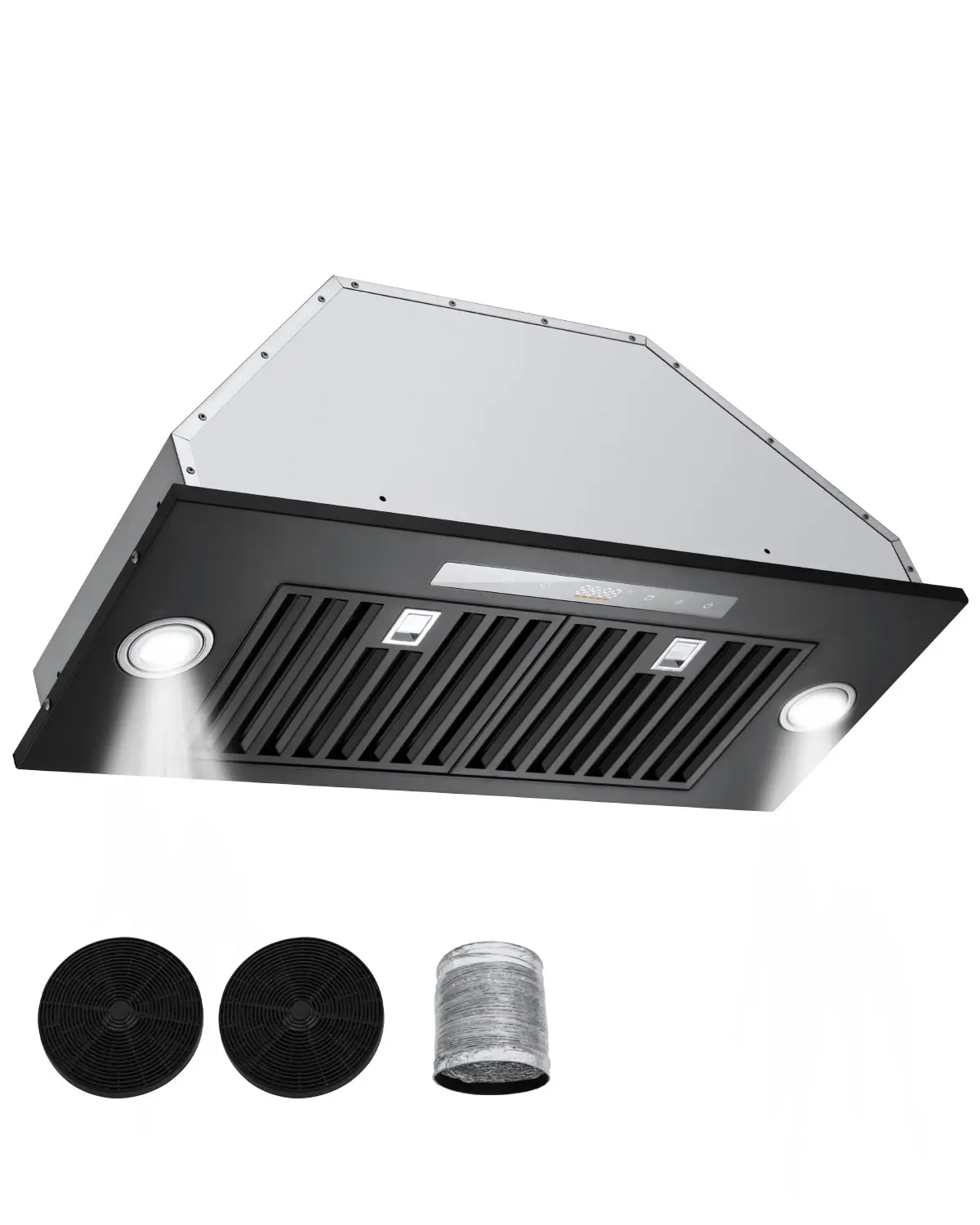 Range Hood Insert, 30 Inch Built-in Kitchen Vent Hood, 800CFM Steel Stove Hood, with Gesture & Touch Control, LED Light, Baffle Filters, 4-Speed Exhaust Fan, Ducted/Ductless Convertible