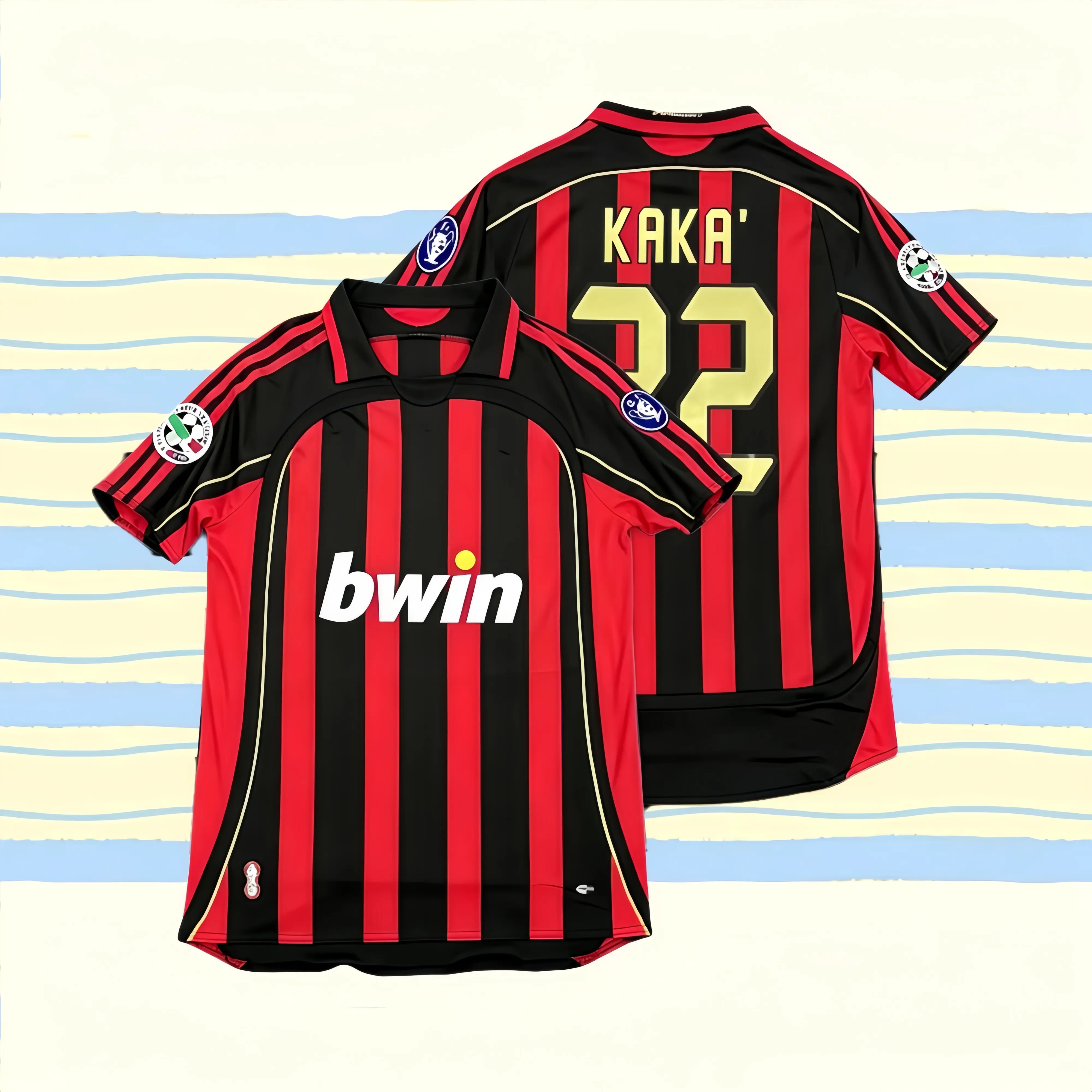 06-07 Home and Away Retro Red/White No.22 Kaka Short Sleeve Fan Edition Jersey