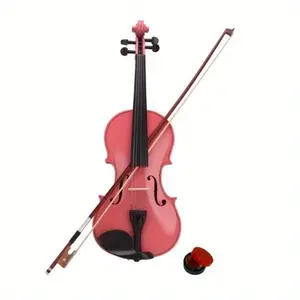 New 1/4 Acoustic Violin Case Bow Rosin Pink Guitar Belt Sling Guitar Learning Tools