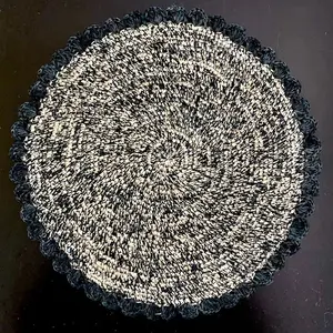 The Onyx Speckle Hand-Crochet Raffia Placemat - Black