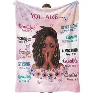 Mother's Day Gifts,Insipirational Throw Blanket, Soft Fleece Blanket with Inspirational Positive Thoughts and Quotes for Bedroom, Ideal as a Gift for Girls and Women, Printed on One Side with a Plain White Back, Halloween Thanksgiving Christmas Gift
