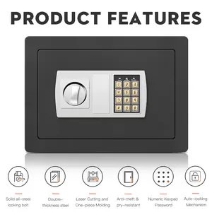 Electronic Safe Box with Digital Keypad & Emergency Key Lock, Small Security Cabinet for Cash, Jewelry and Valuables, Anti-Theft Home Office Safety Storage